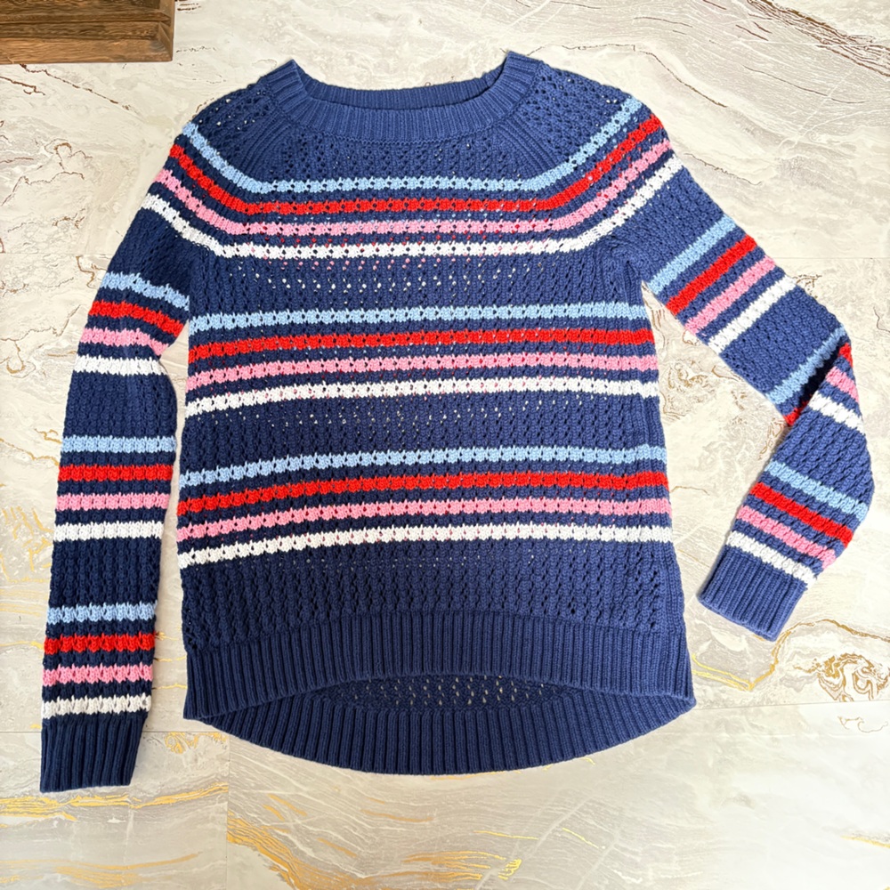 Talbots Multicolor Striped Crew Neck Sweater
